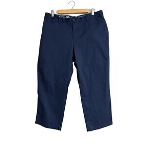 Eddie Bauer Navy Blue Wide leg Cropped Cotton Pants Size 16
